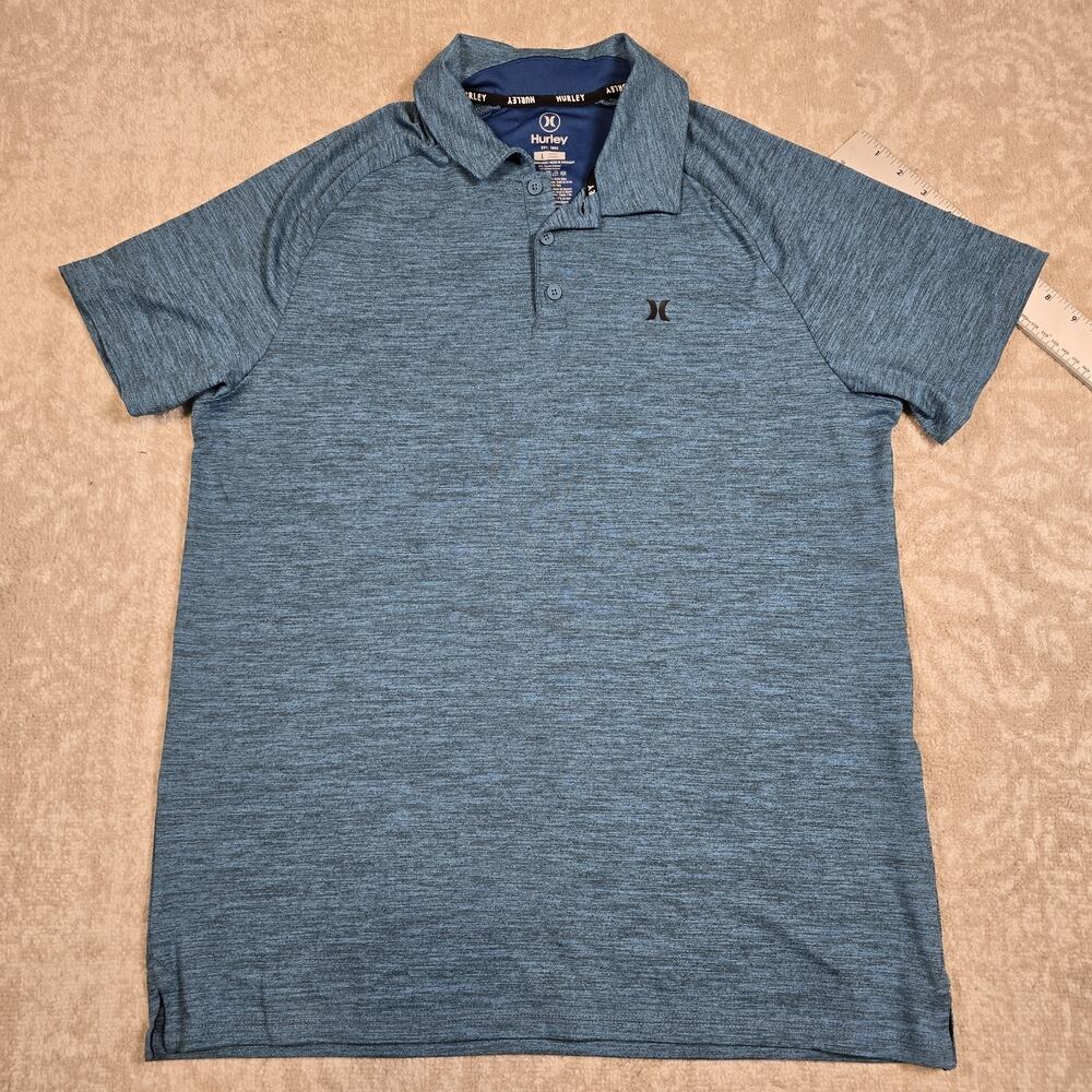 Hurley Polo Shirt Blue Green Golf Golfer Surfer Casual Outdoor Men's Large